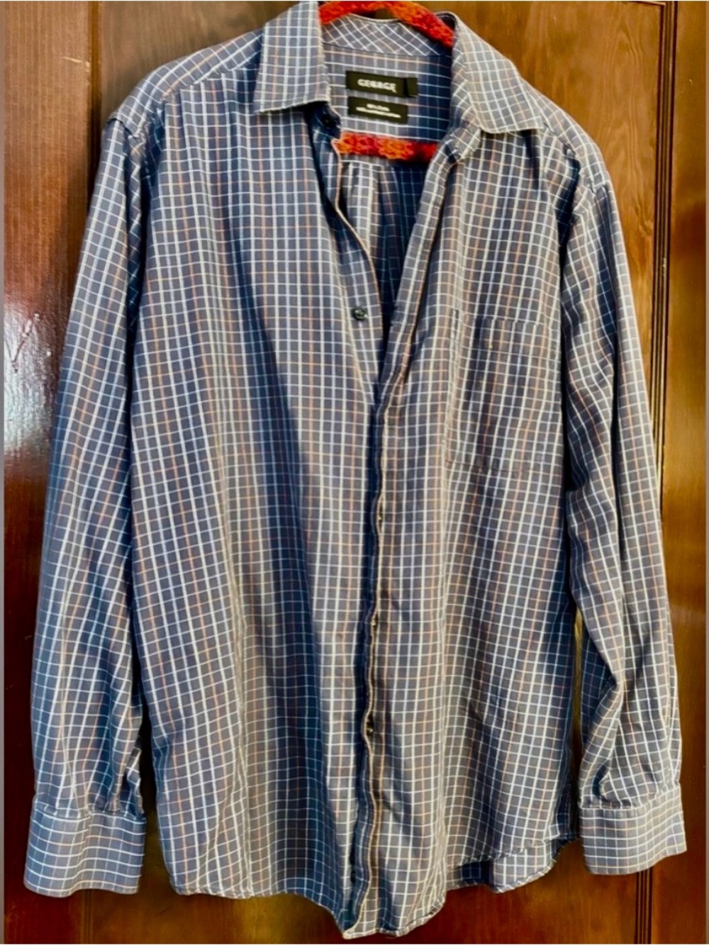 George Men's Gray Plaid Button Down Shirt